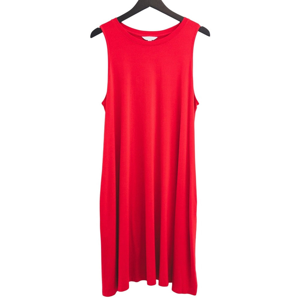Time and Tru T-Shirt Dress‎ Women XL Red Sleeveless Casual Swing Midi Summer